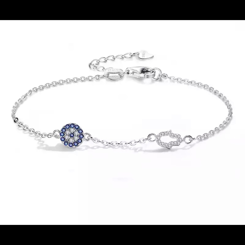 🪬New Lucky Evil Eye Hamsa Hand Bracelets 925 Sterling Silver🧿 - Picture 2 of 12
